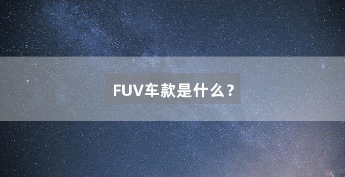 FUV车款是什么？