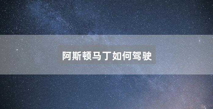 阿斯顿马丁如何驾驶
