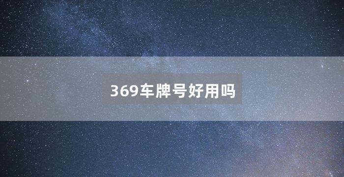 369车牌号好用吗